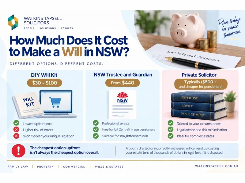How to Make a Will in NSW: Requirements, Costs and Common Mistakes 4 NSW Will Costs Comparison Infographic