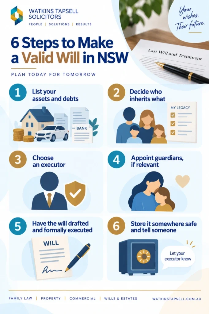 How to Make a Will in NSW: Requirements, Costs and Common Mistakes 1 Step By Step To Make Valid Will in NSW Infographic
